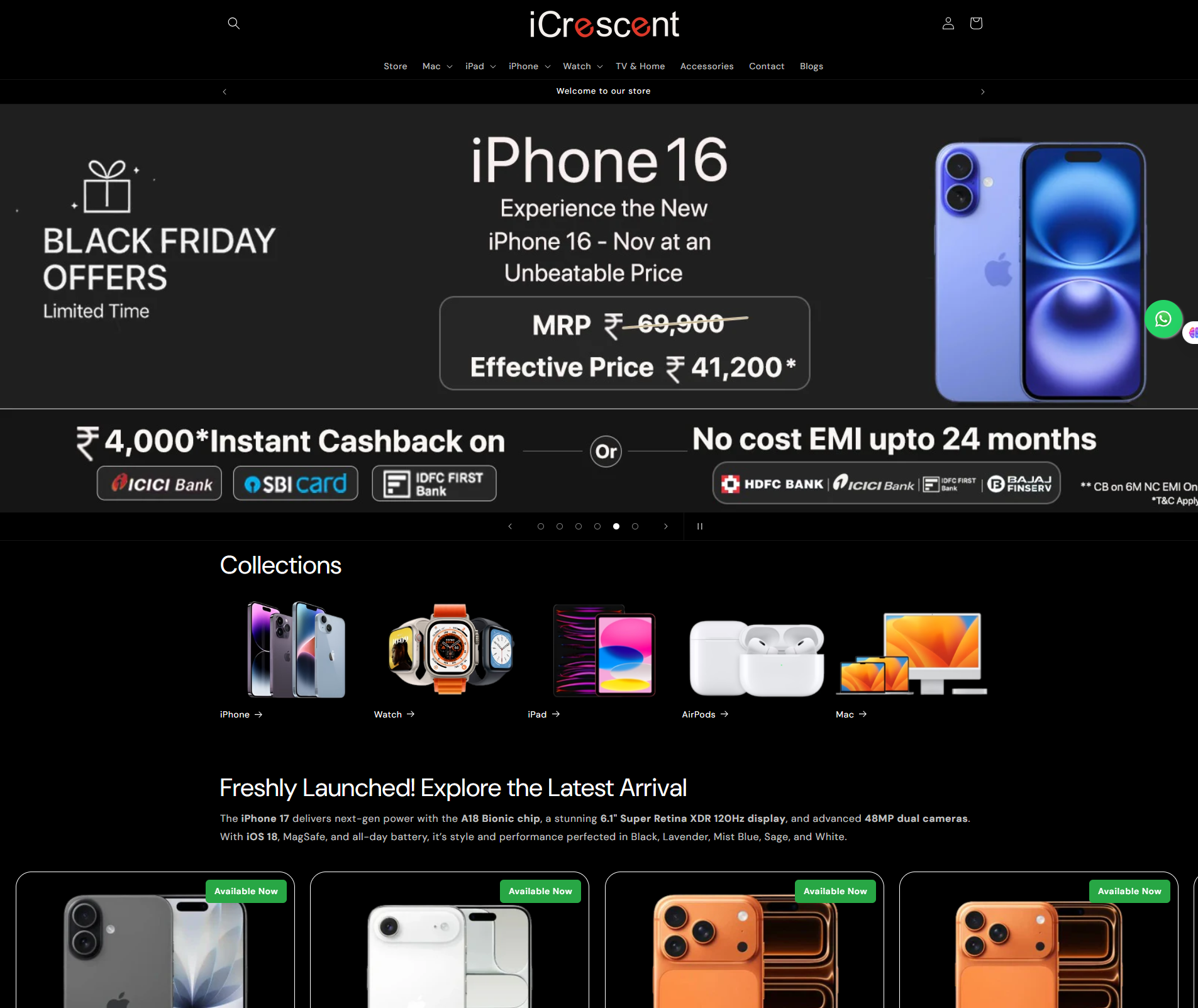 Shopify E-Commerce Store for iCrescent – Premium Lifestyle Brand